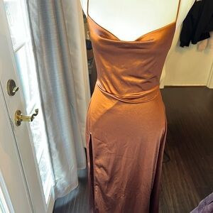 Elegant Satin Slip Dress in Copper